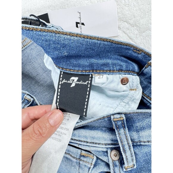7 FOR ALL MANKIND ALEXA CROPPED TROUSER HIGH WAIST JEANS IN POLAR SKY Size27 - Picture 13 of 16